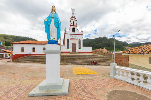 Zipaquira, Colombia June 8 the Conception Church and its Vergin  are a symbol of Zipaquira. Located in the main square of the small village are appreciated even by tourists for their architecture. Shoot on June 8, 2019