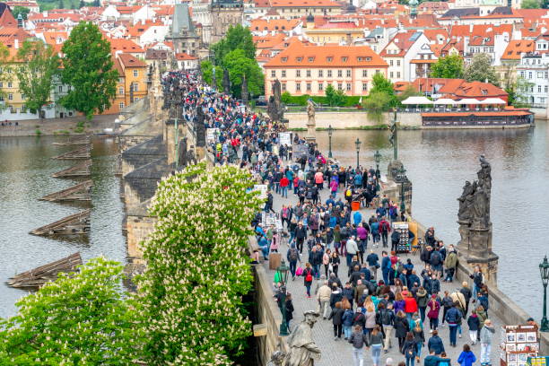 People walking on Charles bridge (Karluv Most), Prague, Czech Republic
