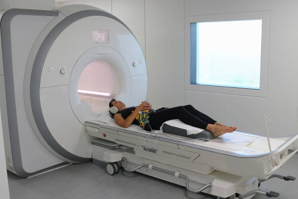 Women taking MRI scan stock photo