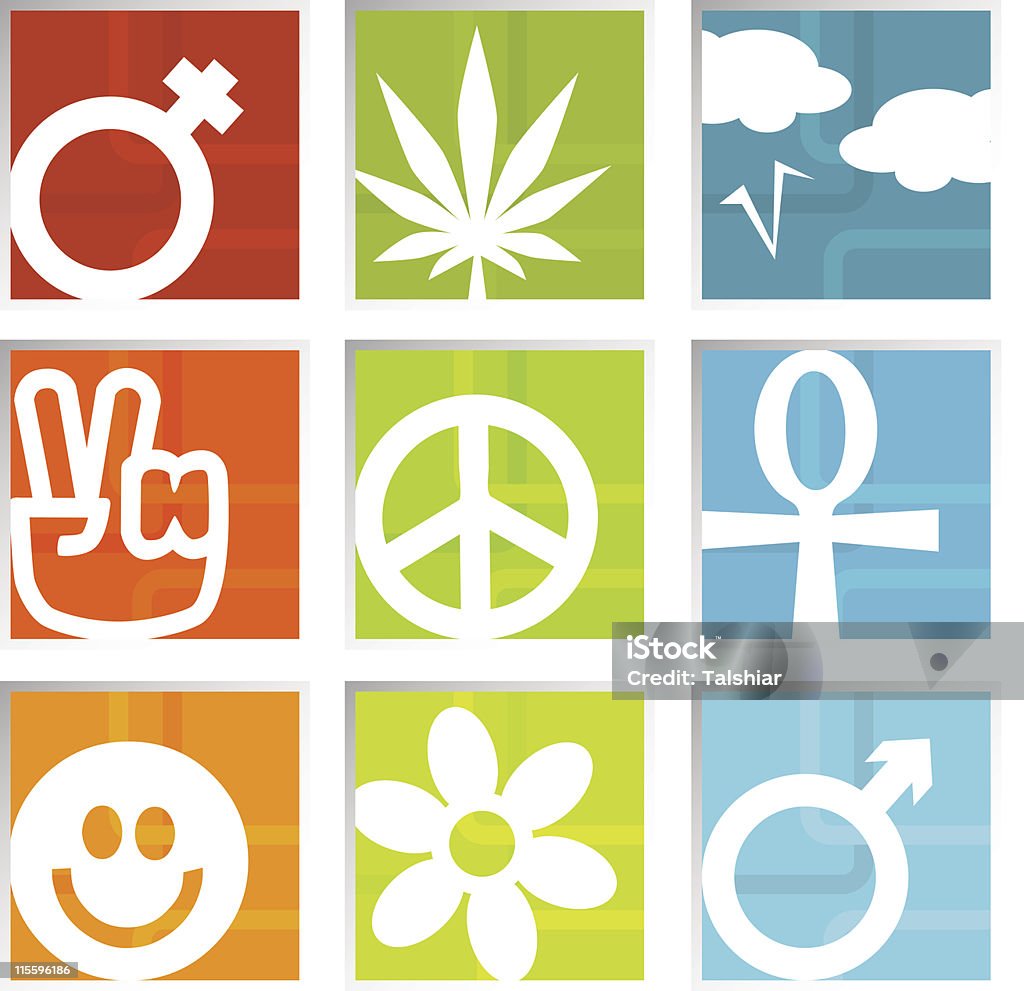 Retro-Spaß Symbole - Lizenzfrei Friedenssymbol Vektorgrafik