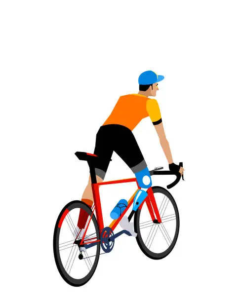 Vector illustration of athlete disabled amputee. prosthetic leg cyclist man - Vektör