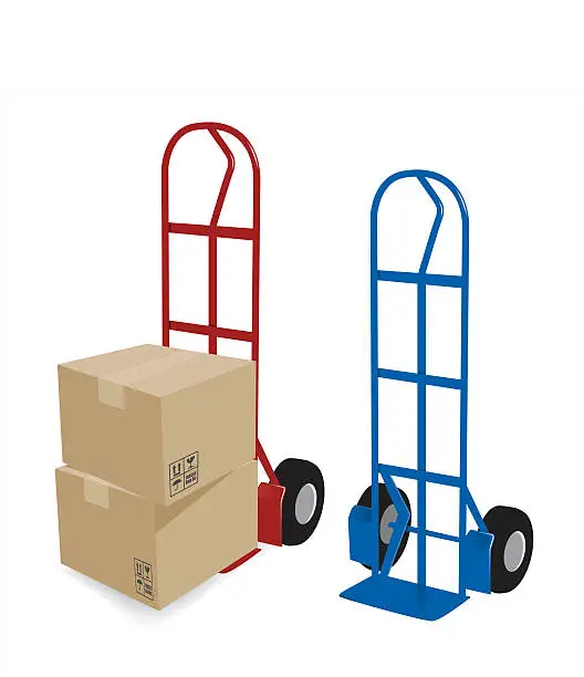 Vector illustration of Hand Truck Delivery