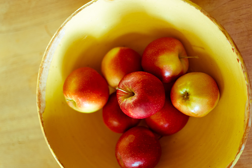 Still Life: Red Gala Apples in Antique Yellow Bowl