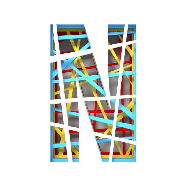 istock Colorful paper cut out font Letter N 3D 1155972740
