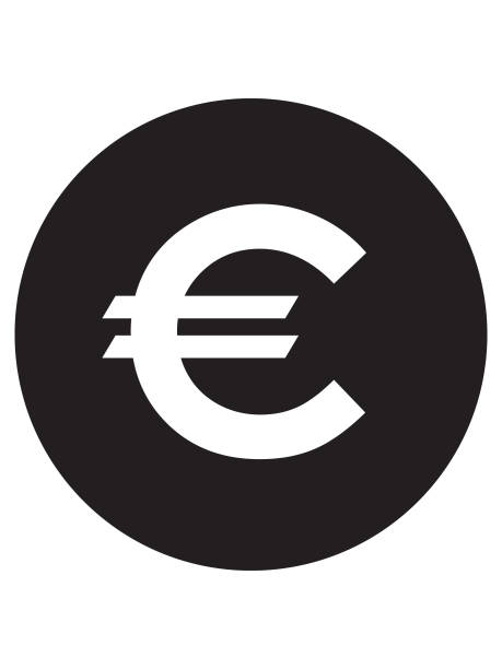 illustrazioni stock, clip art, cartoni animati e icone di tendenza di moneta euro nera - european union coin illustrations