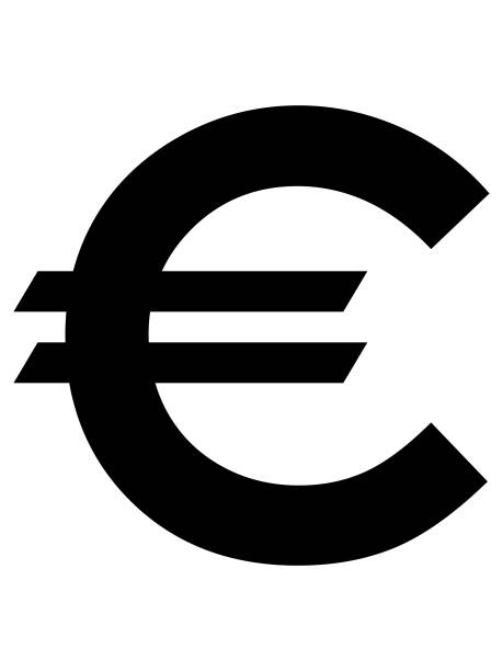 black euro symbol vector illustration of black euro symbol banknote euro close up stock illustrations