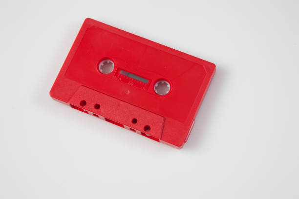 istock vintage red audio tape cassette Top view 1155978483