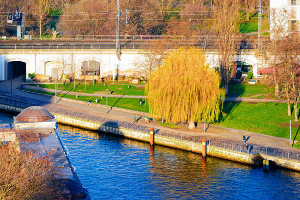 Lustgarden park at Spree Riverfront in Mitte City centre in Berlin in Germany in Europe.