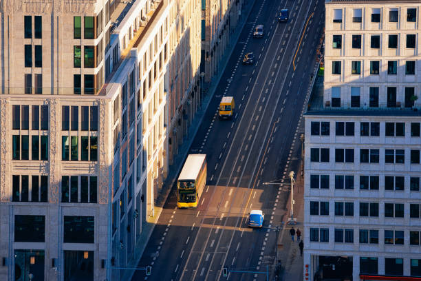 istock Aerial view to road with car building architecture Potsdamer Platz 1155988421