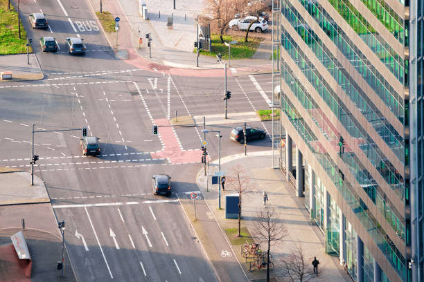 istock Aerial view on road with car building architecture Potsdamer Platz 1155990546