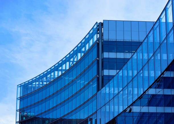 istock Modern Blue glass apartment and business building architecture Berlin 1155991628
