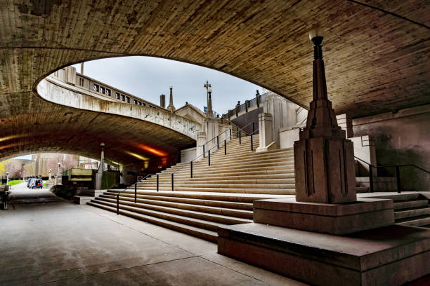 Sappers Staircase on Ottawa River Pathway at Rideau Canal in Ottawa, Canada Ottawa, Canada chateau laurier stock pictures, royalty-free photos & images