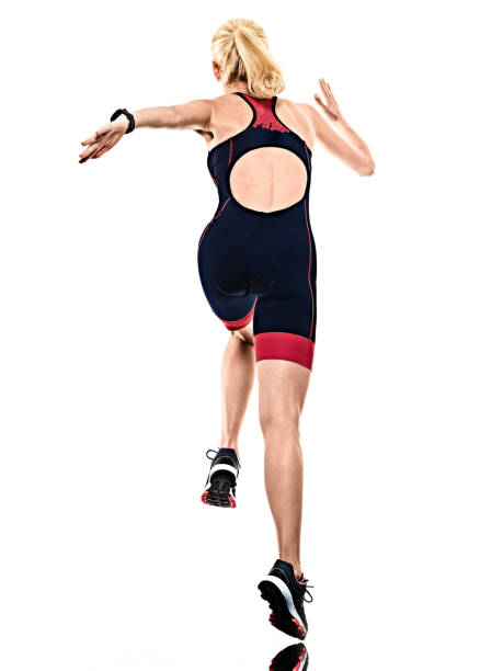 istock woman triathlon triathlete ironman runner running isolated white background 1155998875