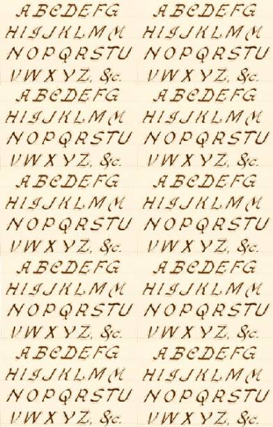 Antique Alphabet Print Series Antique alphabet print. spelling bee stock illustrations