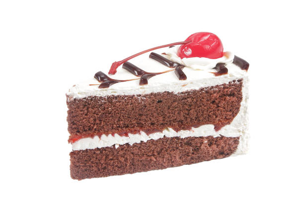 istock Slice of  cake with cream  and cherry, chocolate cake on white background 1156003290