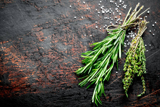 istock Rosemary and thyme from the home garden. 1156006966