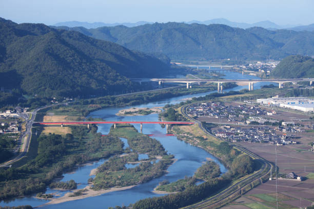 istock mountains yoshii river and bridges in Okayama 1156010715
