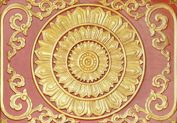 istock Traditional Thai style pattern decorative wall in temple at Thailand. 1156016496