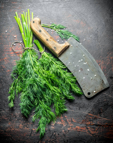istock Bunch of fresh dill with a knife. 1156023260