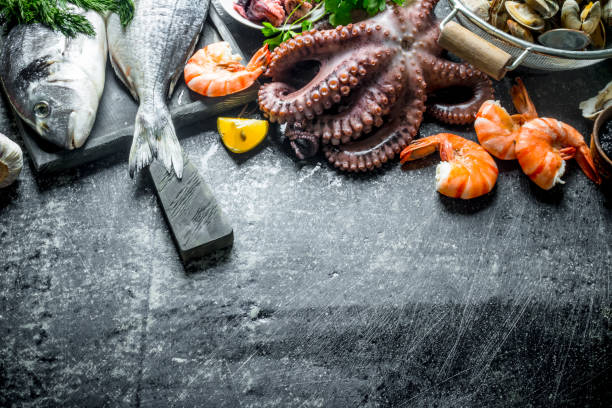 istock Assortment of fresh seafood. 1156025180