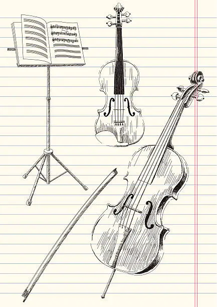 Vector illustration of Classical Stringed Music Instruments
