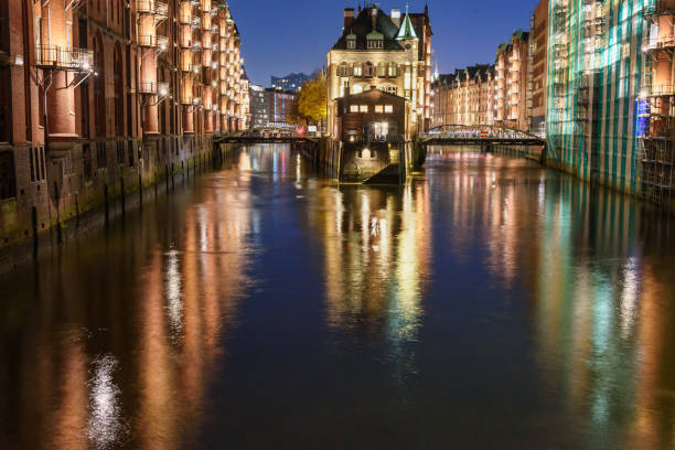 istock Warehouse District or Speicherstadt at night. Hamburg, Germany 1156028077