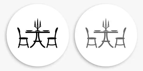 Vector illustration of saRestaurant Table Black and White Round Icon