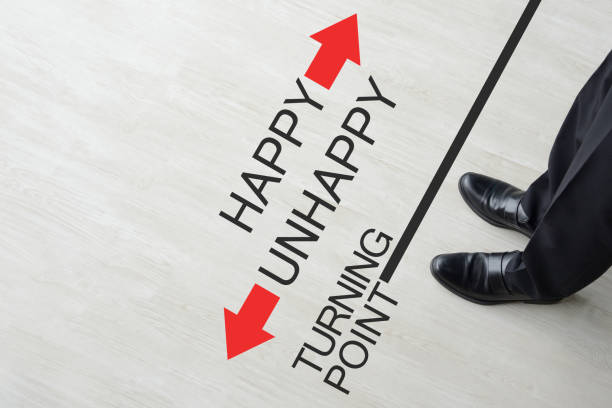 istock Business man thinking about happy or unhappy 1156037750