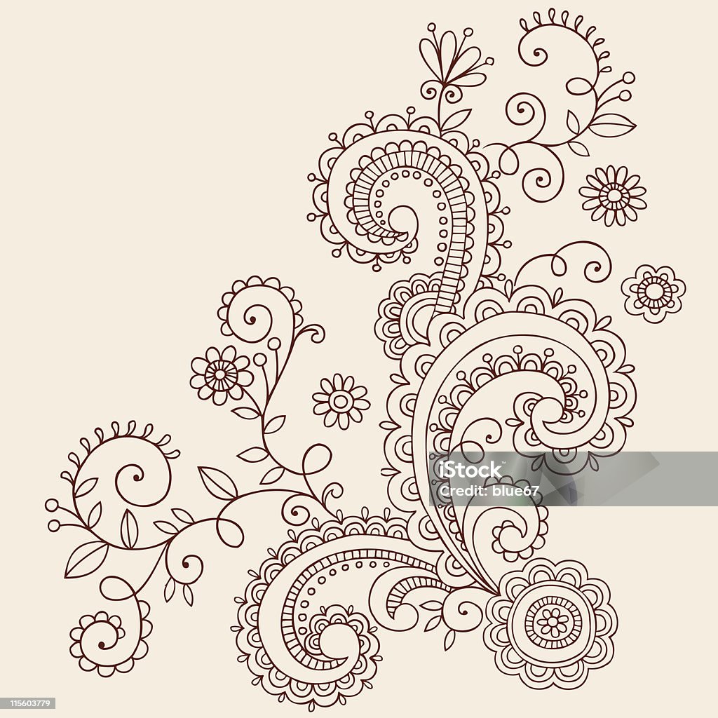 Henna Mehndi Paisley Doodles Vector Hand-Drawn Henna (Mehndi Tattoo) Abstract Paisley Doodle Design with Flowers and Vines. Vector Illustration Design Elements. Illustrator AI file also included. I ♥ Henna Doodles! Abstract stock vector