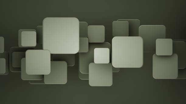 istock Layered dark gray mosaic with squares 3D rendering 1156038941