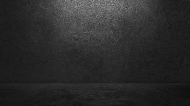 istock Empty room with black concrete wall and floor 3D render 1156038988