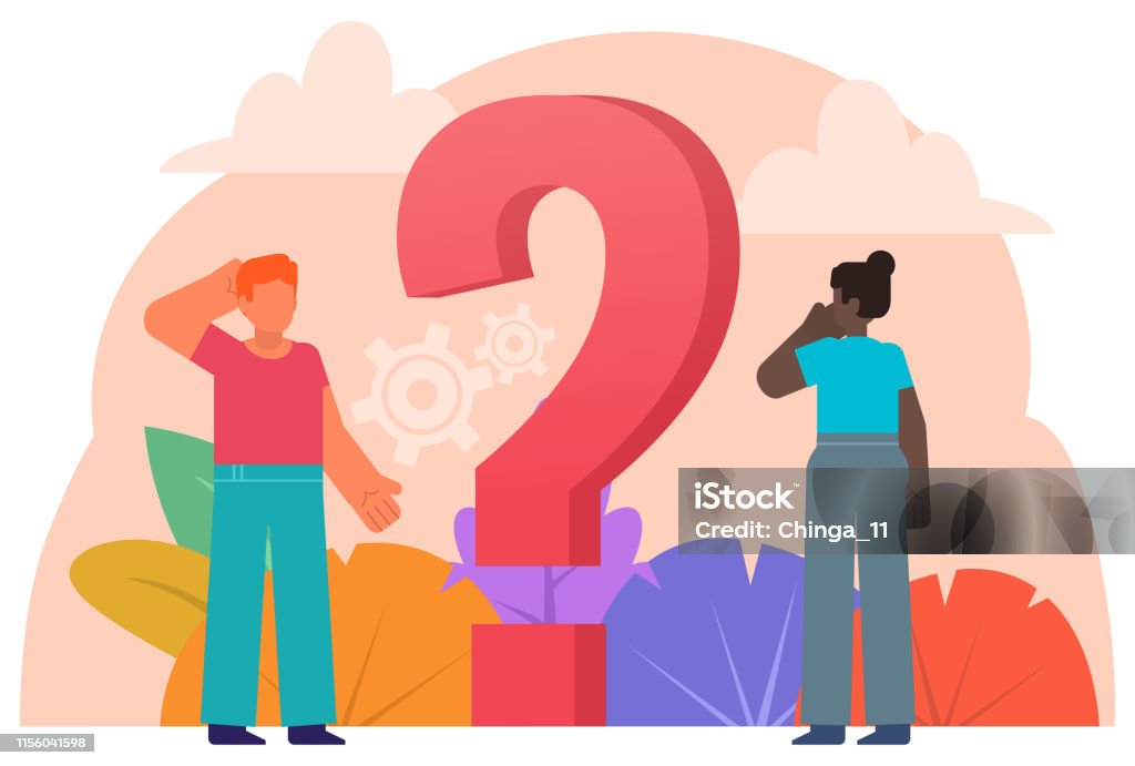 Focus Question Image People Stand Near Question Mark Frequently Asked Questions Making ...