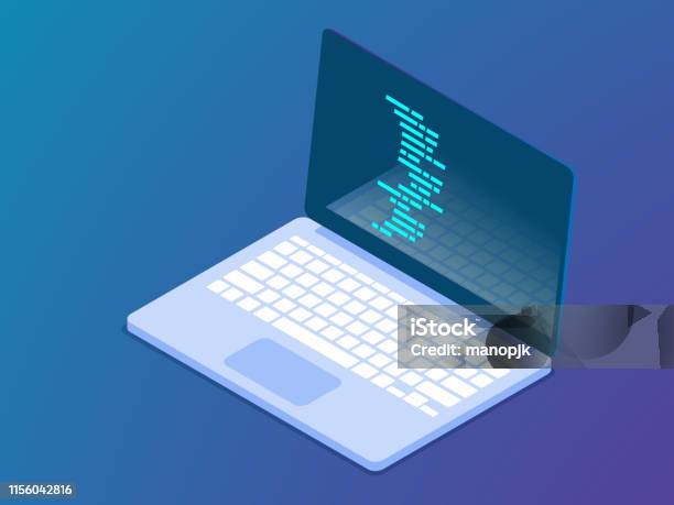 Coding With Laptop Vector Isometric Stock Illustration - Download Image ...