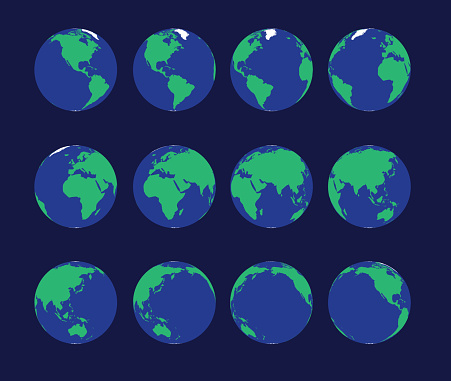 Earth Globe Animate Spinning Vector Illustration