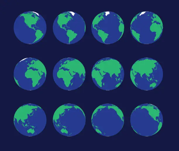 Vector illustration of Earth Globe Animate Spinning Vector Illustration
