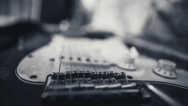 istock Electric guitar in black and white 1156048278