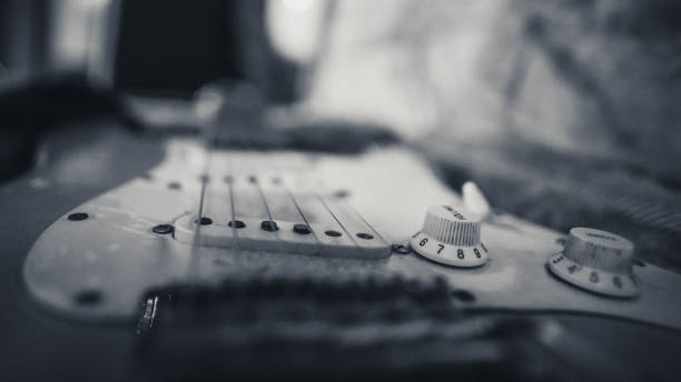 istock Electric guitar in black and white 1156048286
