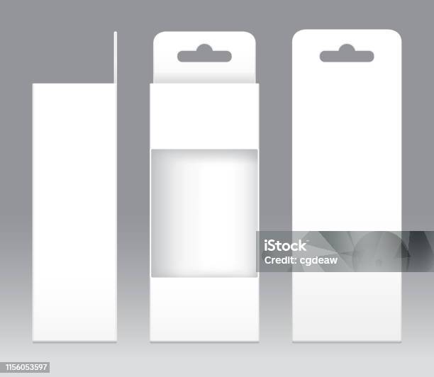 Hängende Box Weiße Fenster Form Ausgeschnitten Verpackung Vorlage Leer  Leere Box Weiße Vorlage Für Design Produktpaket