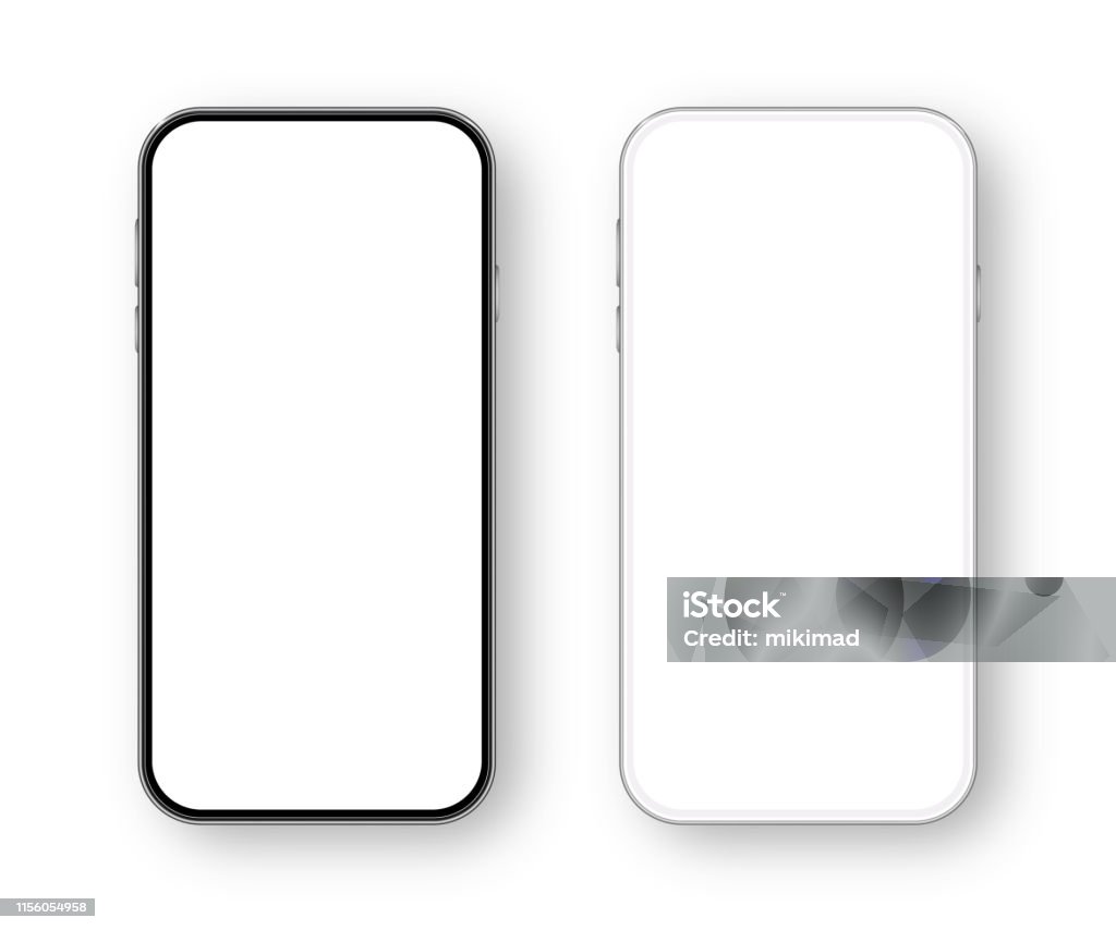 Modern White and Black Smartphone. Mobile phone Template. Telephone. Realistic vector illustration of Digital devices Telephone stock vector