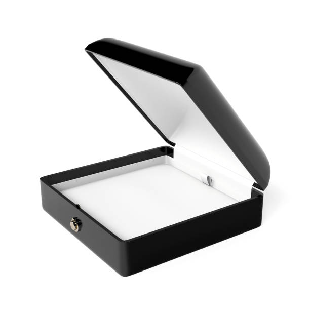 istock Black jewelry box. Open empty case for jewels. 3d rendering illustration isolated 1156058658