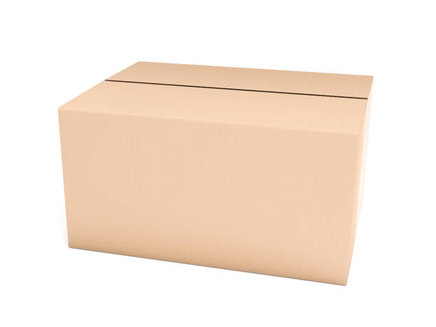istock Closed brown corrugated carton box. Big shipping packaging. 3d rendering illustration isolated 1156058680