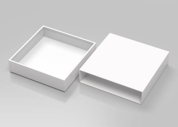 istock Slider box. White blank open box mock up. On gray background. 3d rendering illustration 1156058681
