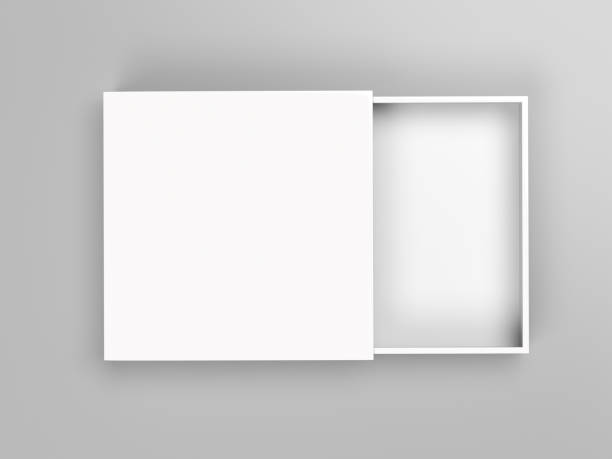 istock Slider box. White blank open box mock up. On gray background. 3d rendering illustration 1156058688