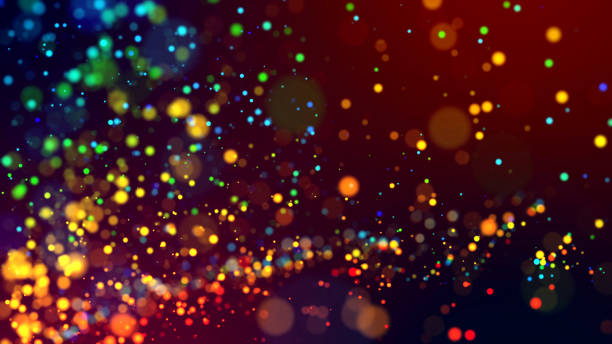 istock cloud of multicolored particles in the air like sparkles on a dark background with depth of field. beautiful bokeh light effects with colored particles. background for holiday presentations. 140 1156063680