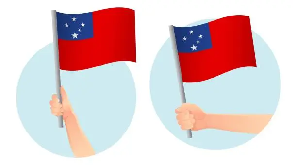 Vector illustration of Flag in hand. Patriotic background. National flag