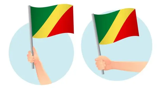 Vector illustration of Flag in hand. Patriotic background. National flag