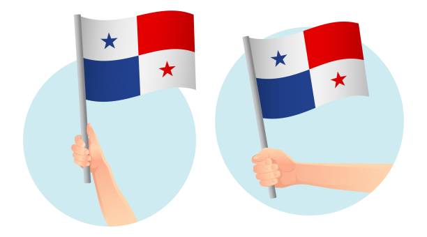 Flag in hand. Patriotic background. National flag Panama flag in hand. Patriotic background. National flag of Panama vector illustration panamanian flag stock illustrations