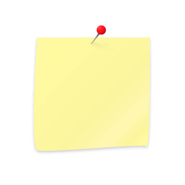 Sticker Red pin over yellow post-it 