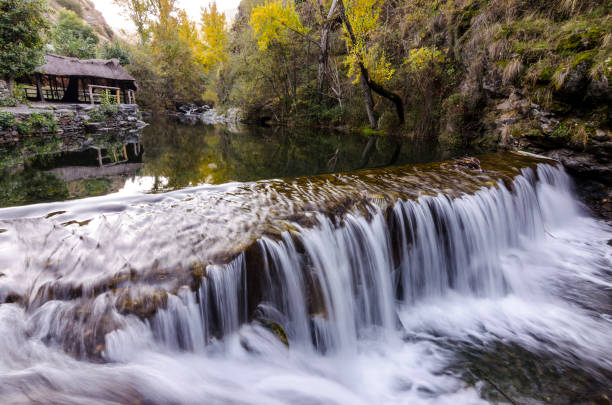 Genil River as it passes through Maitena, Guejar Sierra, Granada (Spain) stock photo