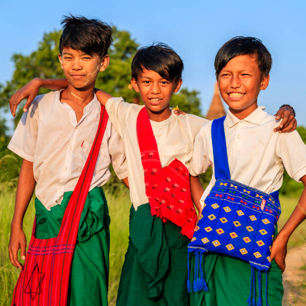 istock Young Burmese schoolboys in Bagan, Myanmar 1156071291
